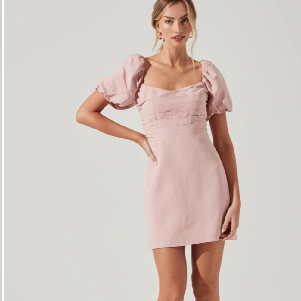 NWT ASTR The Label Linen Pleat Front Mini Dress